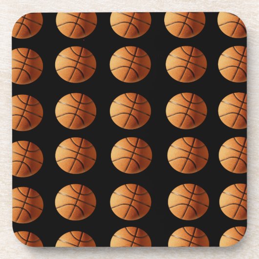 Orangefarbenes und schwarzes Basketballmuster, Untersetzer (Vorderseite)