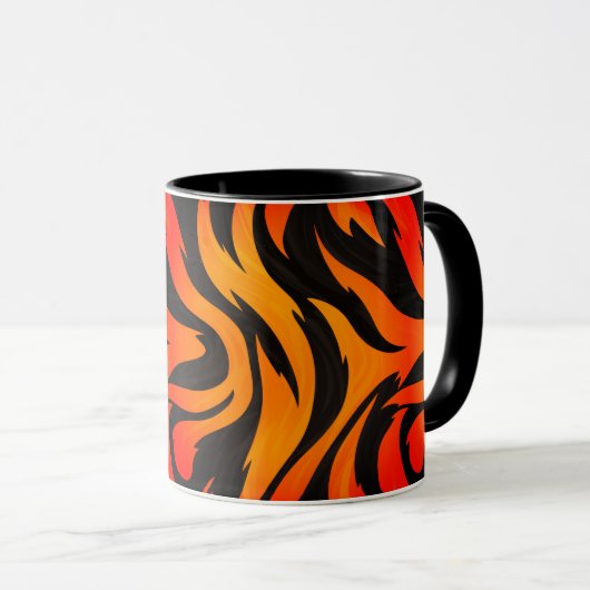 Orangefarbenes und schwarzes Design Tasse (VorderseiteRechts)