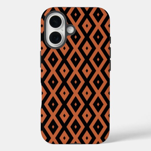 Orangefarbenes und schwarzes Diamantmuster Case-Mate iPhone Hülle (Rückseite)