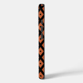 Orangefarbenes und schwarzes Diamantmuster Case-Mate iPhone Hülle (Rückseite / Links)