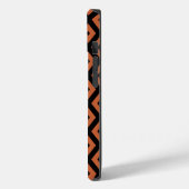 Orangefarbenes und schwarzes Diamantmuster Case-Mate iPhone Hülle (Rückseite / Links)