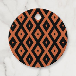 Orangefarbenes und schwarzes Diamantmuster Geschenkanhänger