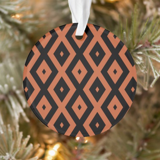 Orangefarbenes und schwarzes Diamantmuster Ornament (Baum)