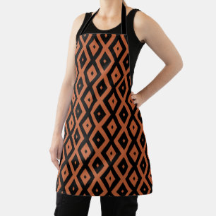 Orangefarbenes und schwarzes Diamantmuster Schürze