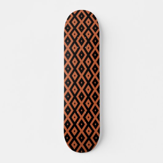 Orangefarbenes und schwarzes Diamantmuster Skateboard (Vorne)
