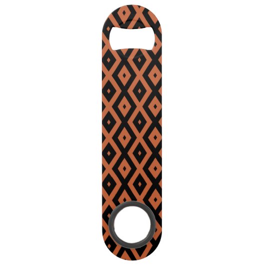 Orangefarbenes und schwarzes Diamantmuster Speed Flaschenöffner (Vorderseite)