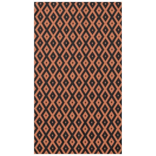 Orangefarbenes und schwarzes Diamantmuster Tischdecke (Vorderseite)