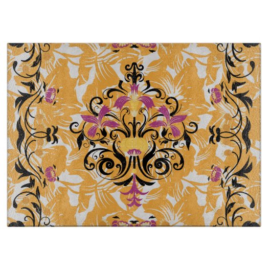 Orangefarbenes und schwarzes grafisches Design, la Schneidebrett (Vorderseite)