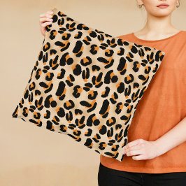 Orangefarbenes und schwarzes Leopard-Druckkopfkiss Kissen
