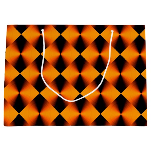 Orangefarbenes und schwarzes Muster Große Geschenktüte (Vorderseite)