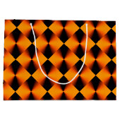 Orangefarbenes und schwarzes Muster Große Geschenktüte (Rückseite)