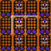 Orangefarbenes und schwarzes Niedliches Monsterkit Stoff (Kachel)