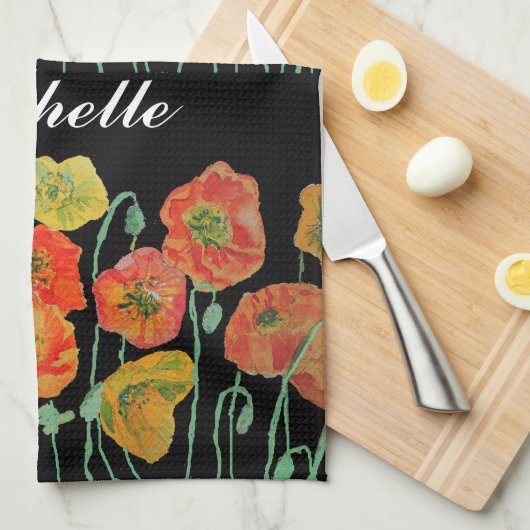 Orangefarbenes und schwarzes Pfefferblatt Wasserfa Geschirrtuch (Viertel Falte)