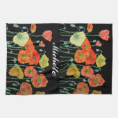 Orangefarbenes und schwarzes Pfefferblatt Wasserfa Geschirrtuch (Horizontal)