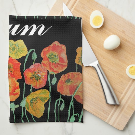 Orangefarbenes und schwarzes Pfefferblatt Wasserfa Geschirrtuch (Viertel Falte)