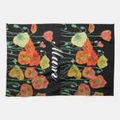 Orangefarbenes und schwarzes Pfefferblatt Wasserfa Geschirrtuch (Horizontal)