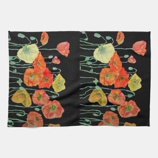 Orangefarbenes und schwarzes Pfefferblatt Wasserfa Geschirrtuch (Horizontal)