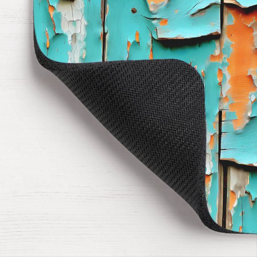 Orangefarbenes und türkisfarbenes, gewittertes Hol Mousepad (Ecke)