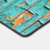 Orangefarbenes und türkisfarbenes, gewittertes Hol Schreibtischunterlage (Ecke)