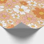 Orangefarbenes und weißes Blumenpapier Geschenkpapier (Ecke)