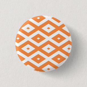 Orangefarbenes und weißes Diamantmuster Button