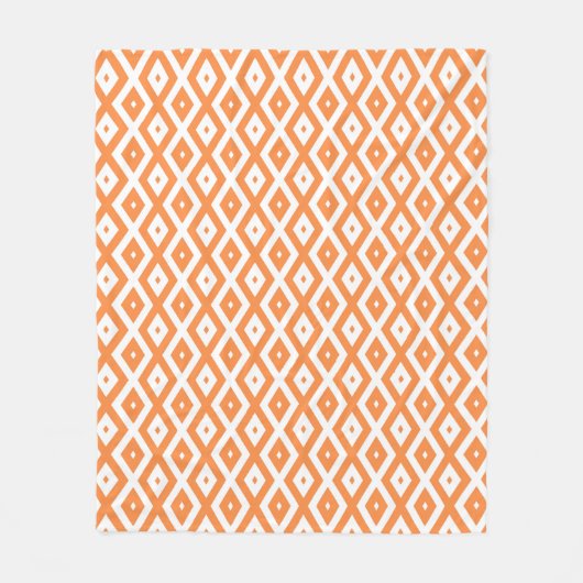 Orangefarbenes und weißes Diamantmuster Fleecedecke (Vorderseite)