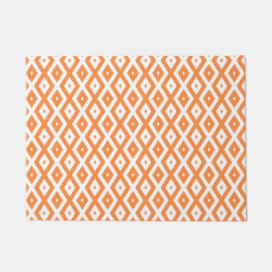 Orangefarbenes und weißes Diamantmuster Fußmatte