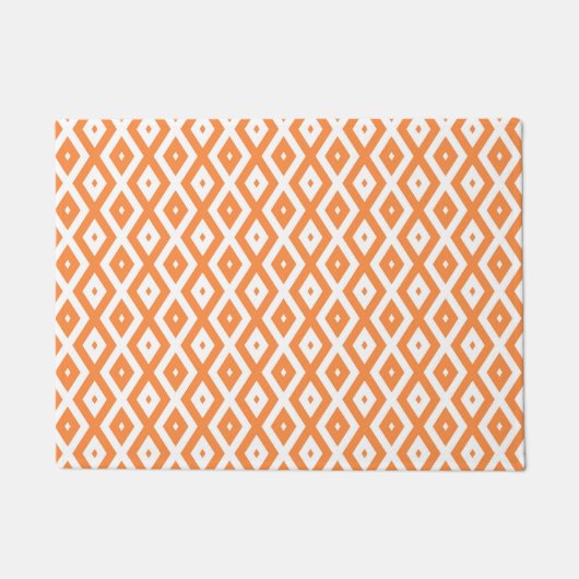 Orangefarbenes und weißes Diamantmuster Fußmatte (Vorderseite)