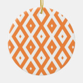 Orangefarbenes und weißes Diamantmuster Keramik Ornament (Vorne)