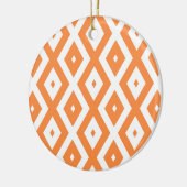 Orangefarbenes und weißes Diamantmuster Keramik Ornament (Links)