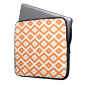 Orangefarbenes und weißes Diamantmuster Laptopschutzhülle (Vorderseite Links)
