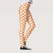 Orangefarbenes und weißes Diamantmuster Leggings (Rechts)