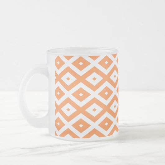 Orangefarbenes und weißes Diamantmuster Mattglastasse (Links)