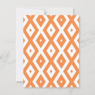 Orangefarbenes und weißes Diamantmuster RSVP Karte