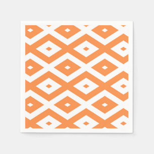 Orangefarbenes und weißes Diamantmuster Serviette