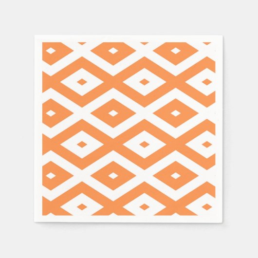 Orangefarbenes und weißes Diamantmuster Serviette (Vorderseite)