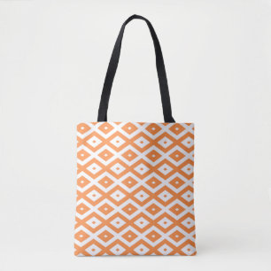 Orangefarbenes und weißes Diamantmuster Tasche