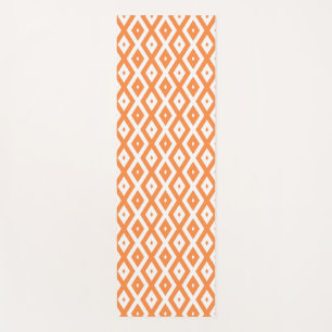 Orangefarbenes und weißes Diamantmuster Yogamatte