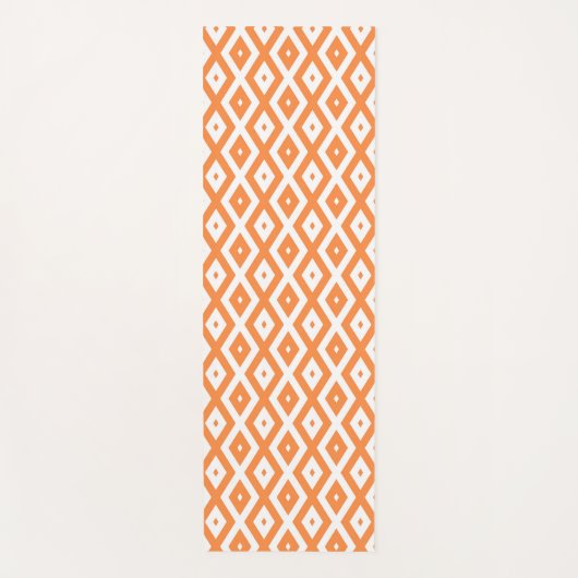 Orangefarbenes und weißes Diamantmuster Yogamatte (Vorderseite)