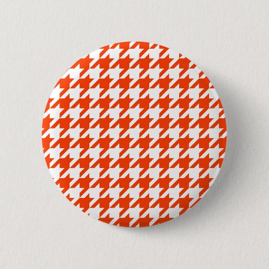 Orangefarbenes und weißes Hahnentrittmuster Karo Button (Vorderseite)
