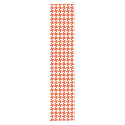 Orangefarbenes und weißes Hahnentrittmuster Karo Kurzer Tischläufer (Vorderseite)