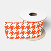 Orangefarbenes und weißes Hahnentrittmuster Karo Satinband (Spule)