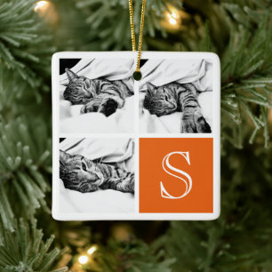 Orangefarbenes und weißes Instagramm-Monogramm Keramikornament