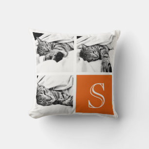 Orangefarbenes und weißes Instagramm-Monogramm Kissen