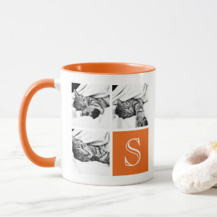 Orangefarbenes und weißes Instagramm-Monogramm Tasse