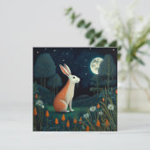 Orangefarbenes und weißes Kaninchen im Mondschein (Stehend Vorderseite)