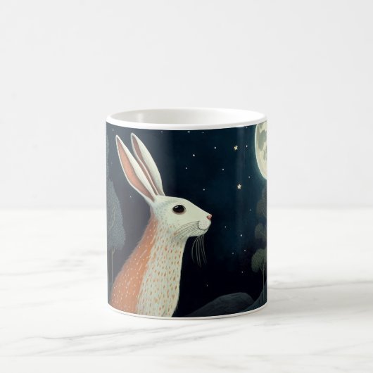 Orangefarbenes und weißes Kaninchen im Mondschein Kaffeetasse (Mittel)