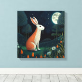 Orangefarbenes und weißes Kaninchen im Mondschein Leinwanddruck (Insitu (Holzboden))