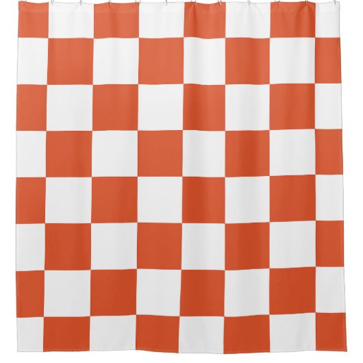 Orangefarbenes und weißes Karton-Muster Duschvorhang (Vorderseite)