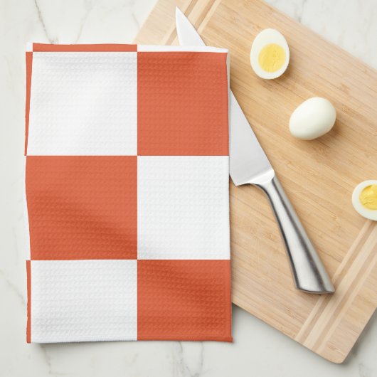 Orangefarbenes und weißes Karton-Muster Geschirrtuch (Viertel Falte)